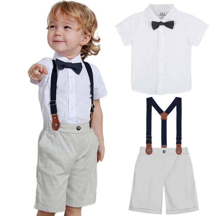 Ensembles Bebe Garcon Bapteme Mariage Manche Courte Blanc Gris 2pcs Blanc Gris Cdiscount Pret A Porter