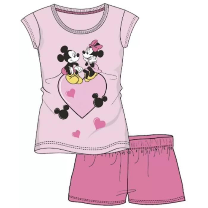 Pyjama fille Disney Minnie t Short T shirt 3 tailles au choix