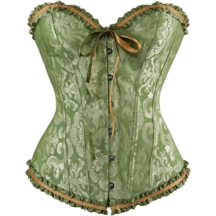 Corset Broderie Mariage Bustier Classique Grande Taille, [Z401] Vert