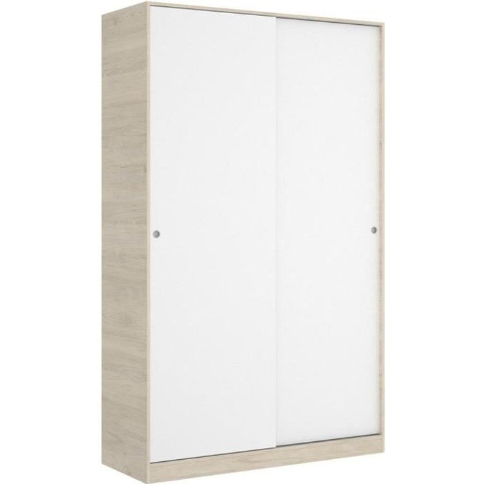 Armoire à portes coulissantes coloris naturelblanc brillant Longueur