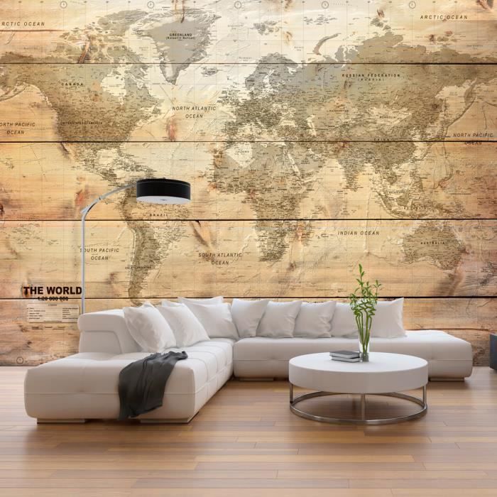 Papier peint Carte du monde Map on Boards 350x245 cm