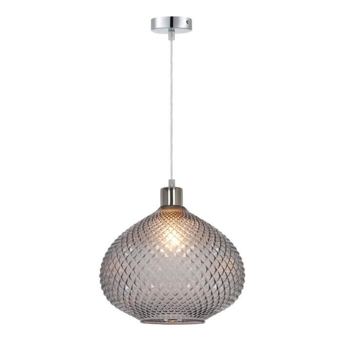 Suspension FOLY en verre transparent fumé
