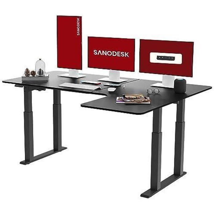 QS2 Bureau Assis Debout - 2 Moteur Electrique avec 4 Pieds 4 Emplacements de Mémoire 180x110 Noir