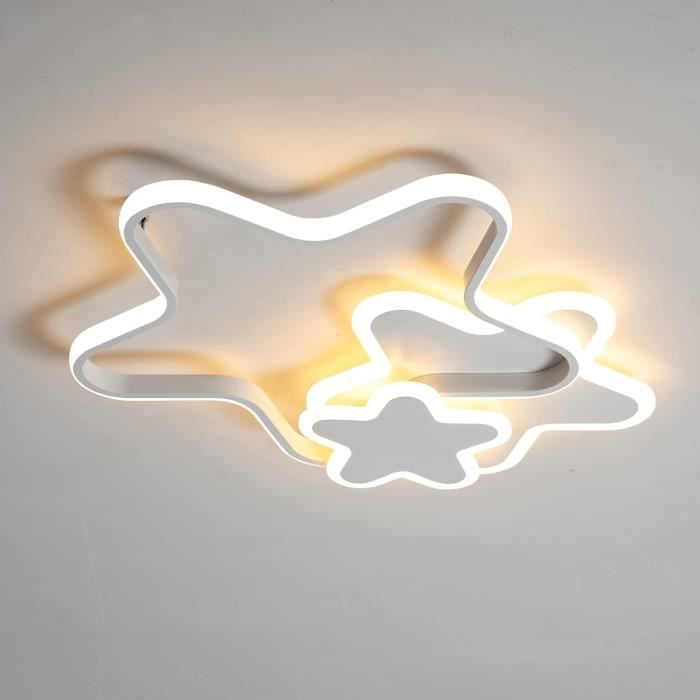 Plafonnier LED Avec Télécommande à Intensité Variable - Design étoile Et Lune - Lampe Pour Enfant En Métal
