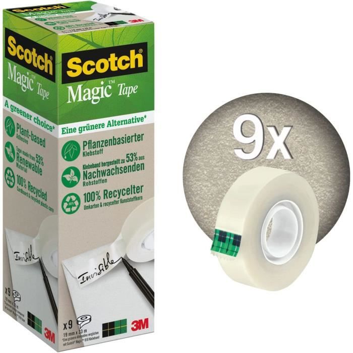 Ruban Adhésif Invisible 19mm X 33m - Distributeur Avec Lame De Coupe - Surface Mate