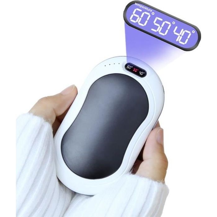Chauffe-mains Rechargeable USB 5200 MAh - 2 En 1, 3 Secondes Chauffage, Double Face, Pour Camping Et Extérieur, Cadeau Noël