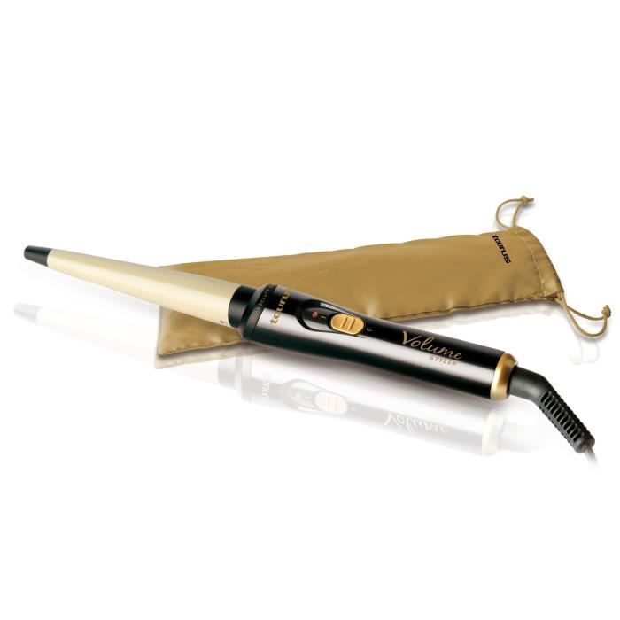 Fer à boucler conique Volume Styler - TAURUS - Noir et doré - 41 W - Traitement céramique à lhuile dargan