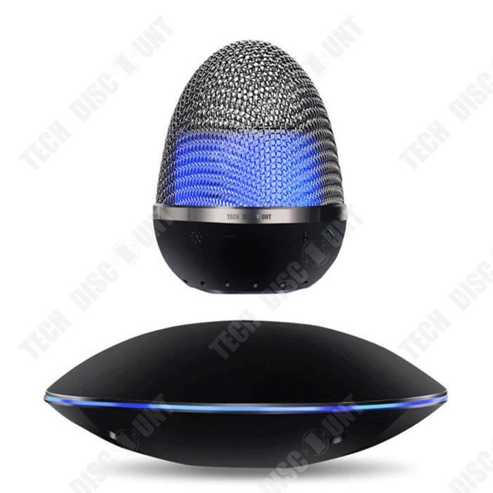 Haut-parleur Bluetooth OVNI à Lévitation Magnétique – 5W – Lampe LED RGB – Design Futuriste – Flotte Au-dessus De Sa Base – 8h D’autonomie – Gris