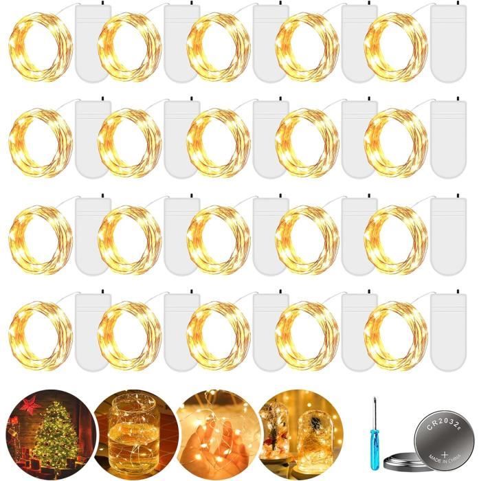 Guirlande Lumineuse LED 2x1m - 20 LEDs Piles - Décoration Noël Fête Chambre