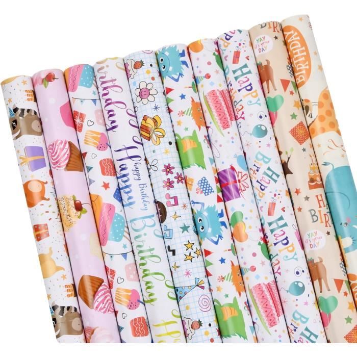 Rouleau De Papier Cadeau D'anniversaire, 43 Cm X 15 M, Papier