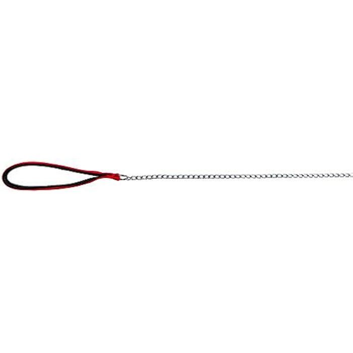 Laisse pour chien - TRIXIE - 1 00 m - Métal avec poignée nylon - Rouge/noir - 4 0 mm