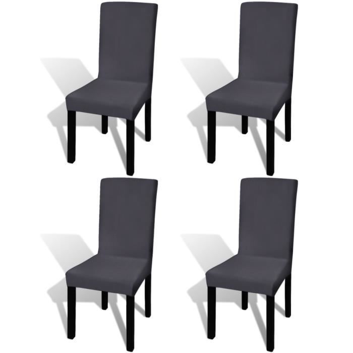 vidaXL Housse de chaise droite extensible 4 pcs anthracite