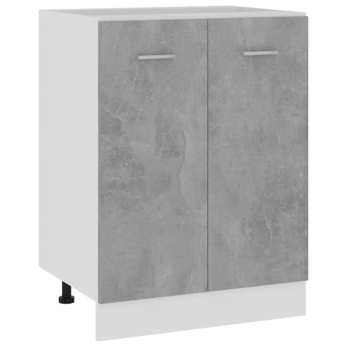 Armoire de plancher Gris béton - VIDAXL - 60x46x81,5 cm - Contemporain - Design - Bois - Panneaux de particules