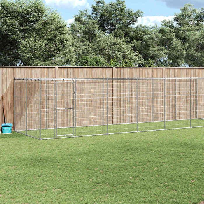 Chenil Pour Chiens VidaXL 16,94 m² – Acier Avec Toit, Système De Loquet - vue 2