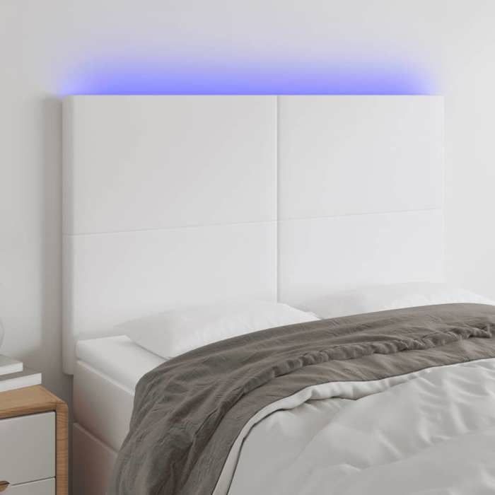 Tête De Lit Avec LED Intégrée - Design Moderne En Tissu Crème, Hauteur Réglable 78-88 Cm - Idéale Pour Lit Double, Soutien Dos, Ambiance Lumineuse - 5