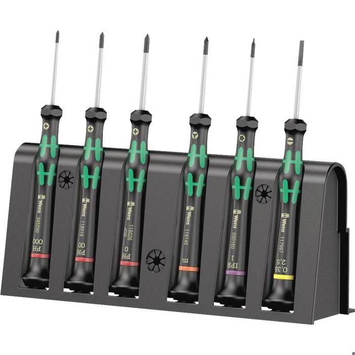 Wera 2050/6 pour lélectronique et la mécanique de précision Jeu de tournevis 6 pièces vis à fente cruciforme Phillips