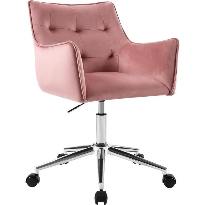 Chaise De Bureau Pivotant Medford En Velours Avec Hauteur Ajustable Et Roulettes Noir