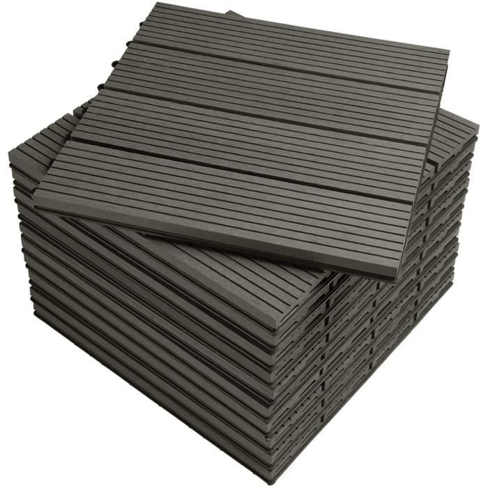 WOLTU WPC Carrelage de sol 30x30cmRevêtement de sol pour extérieur en composite bois-plastiqueGris(22 pièces-2 m²)GTF001gr-2