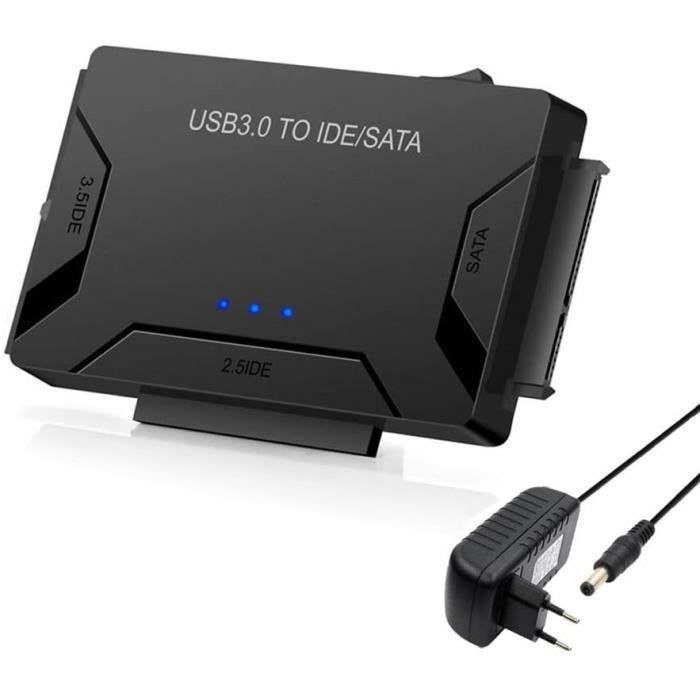 Adaptateur USB 3.0 vers Disque Dur IDE/SATA, Station d'accueil USB 3.0 vers  IDE SATA pour disque dur 2,5'' 3,5 SATA IDE HDD - Cdiscount Informatique