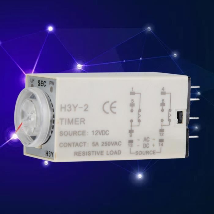 Relais Temporisé 36V H3Y-2 - Temporisation 0-60s, 8 Broches, Contact 240V AC 5A - Pour Automatisme Industriel