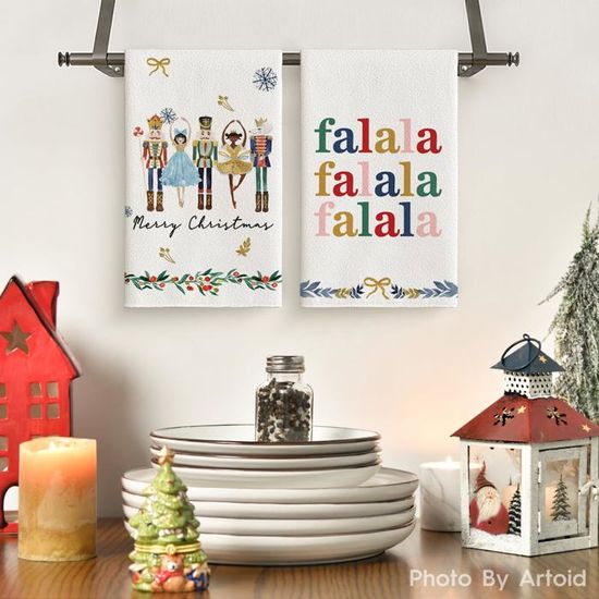 ARKENY AD215 Lot De 2 Torchons De Cuisine, Motif écossais Gris, Cu0153ur Rouge, 45,7 X