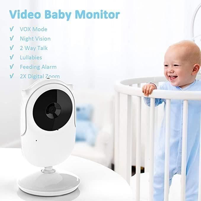 Ovegna BM1 : Babyphone Caméra Moniteur bébé sans Fil, Ecran LCD 2.4 ,  Portée Transmission 100 Mètres, Vision Nocturne, Microphone Haut-Parleur,  Capte