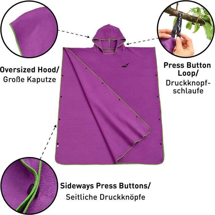 Poncho De Bain Fit-Flip Microfibre | Séchage Rapide - Serviette Changement Plage Homme Femme