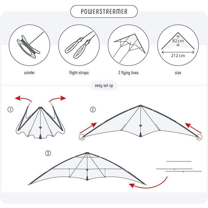 Powerstreamer Cerf Volant Acrobatique Xxl, Sportif, Avancé - 212 Cm