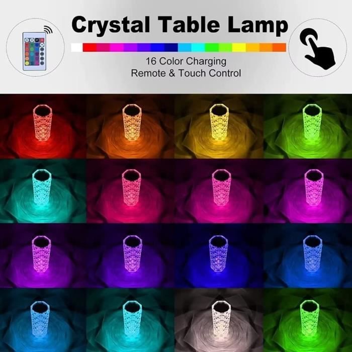 Lampe à poser Tactile Lampe Chevet Design RGB En Acrylique USB