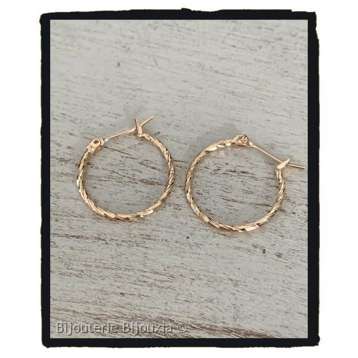 Boucles D'oreilles Créoles 2cm Plaqué Or 18 Carats - Bijouxia - Neuf Avec étiquettes