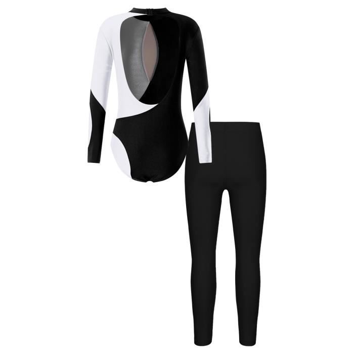 DPois Robe Patinage Artistique Enfant Fille - Robe Danse Brillante Strass Manches Longues 5-16 Ans