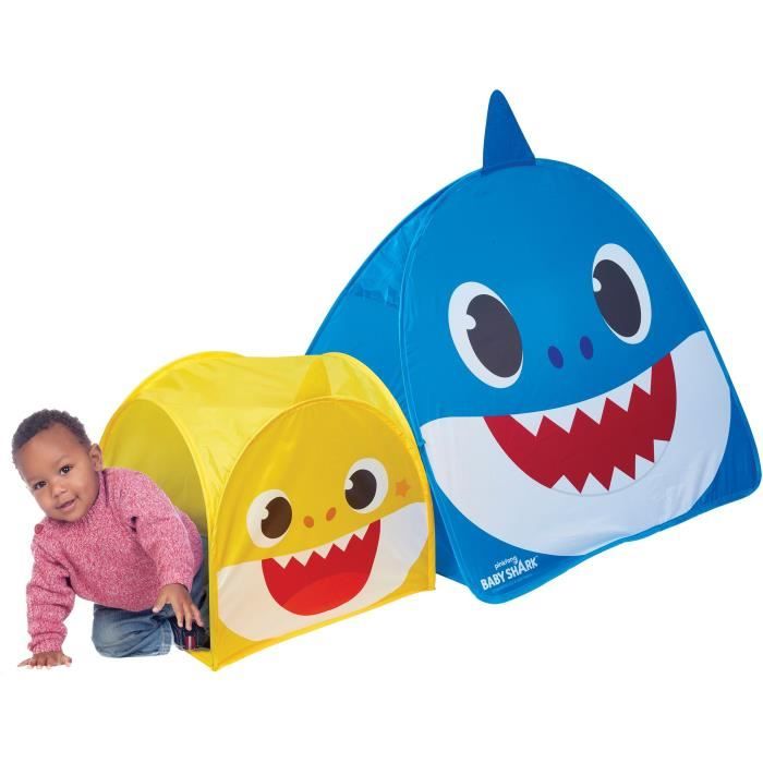 Tente de jeu pop up NICKELODEON Baby Shark 2 compartiments Bleu et jaune Pour enfant de 2 ans et plus Cdiscount Jeux Jouets