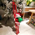 Escalade électrique Père Noël Figurine de Noël Ornement Jouet Cadeaux - Père Noël grimpe à l'échelle simple avec de la Musique-2