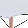 BenyLed Table de Cuisine Rectangulaire Moderne avec Pieds en Bois de Hêtre et Structure en Métal, Table D'appoint Scandinave, Blanc-2