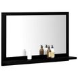 4301BOOST•)Miroir de salle de bain MIROIR LUMINEUX LED SALLE DE BAIN Miroir Mural avec éclairage LED Noir 60x10,5x37 cm Aggloméré FR-2