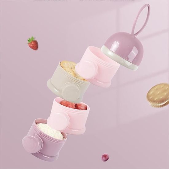 Distributeur De Lait En Poudre Bébé - 4 Couches, Résine PP Alimentaire - Capacité 60g Par Couche, Vert/Violet