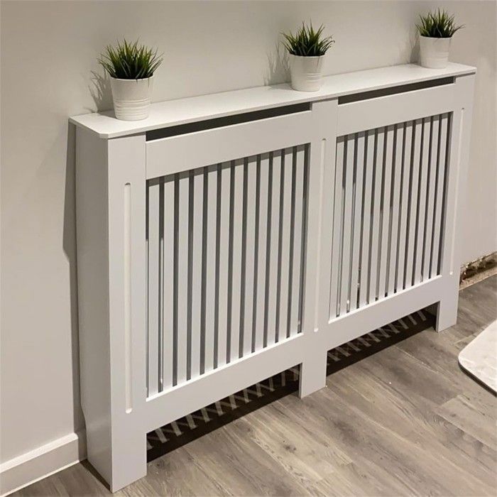 Cache Radiateur Blanc Bois - Grille Verticale Cache-Radiateur Maison de ...