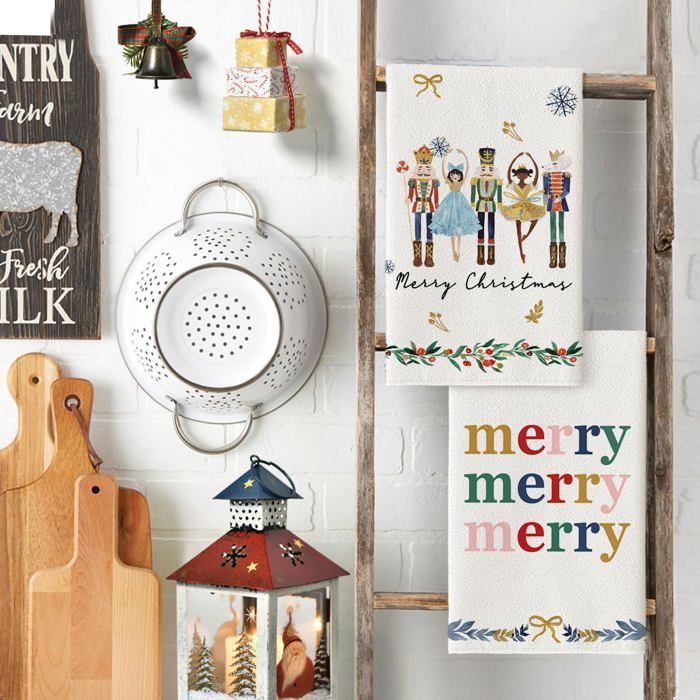 Lot De 4 Torchons De Cuisine En Microfibre - Motif Noël Carreaux Bonhomme De Neige - 42 X 65 Cm - Absorbants Et Rapides à Sécher - 13