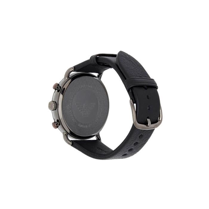 EMPORIO ARMANI Montre Homme Chronographe Quartz en Acier inoxydable Ton Bronze a canon Bracelet en Cuir Noir AR11168