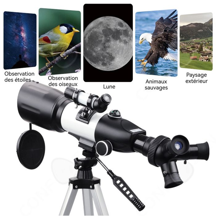 Télescope Astronomique Pour Enfant Avec Trépied Robuste – 3 Grossissements – Observe Les étoiles, Planètes Et Constellations