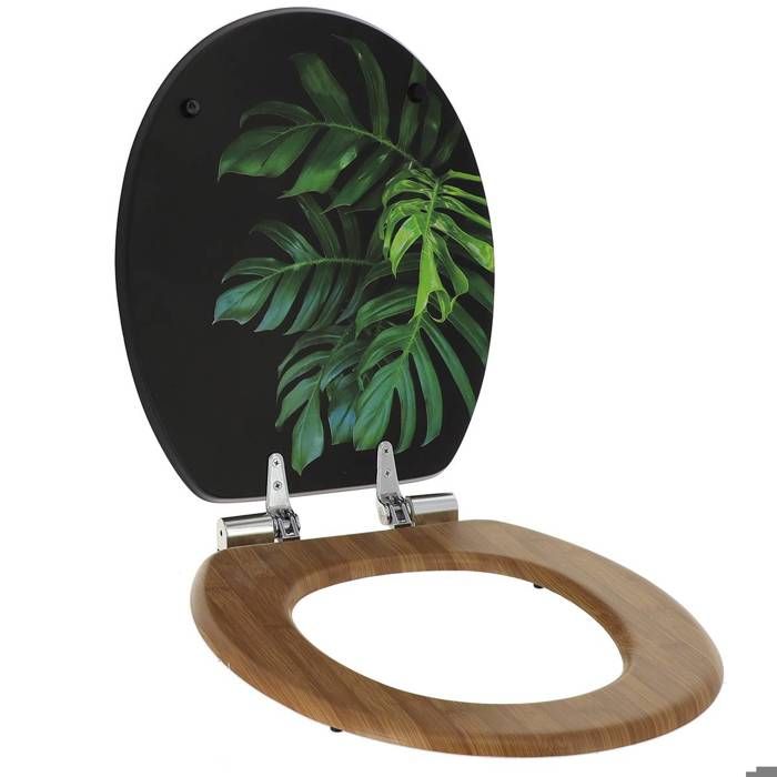 Abattant WC En Bois Déco Palmista Avec Kit Fixation En Acier Inoxydable