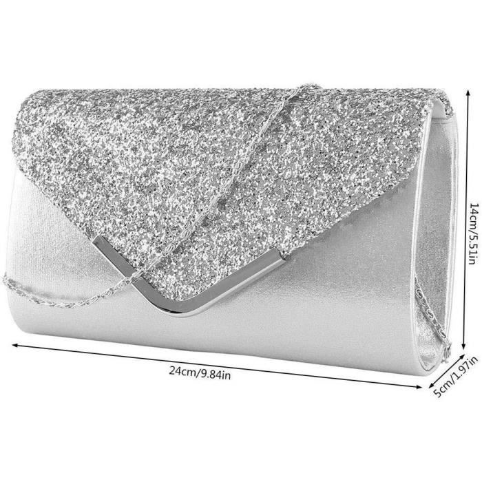 Pochette pailletée argent hot sale