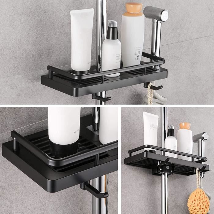 Porte Savon Douche Sans Percage 2 Pièces - Support INOX Pour Barre Douche 18-27mm, Fixation Stable