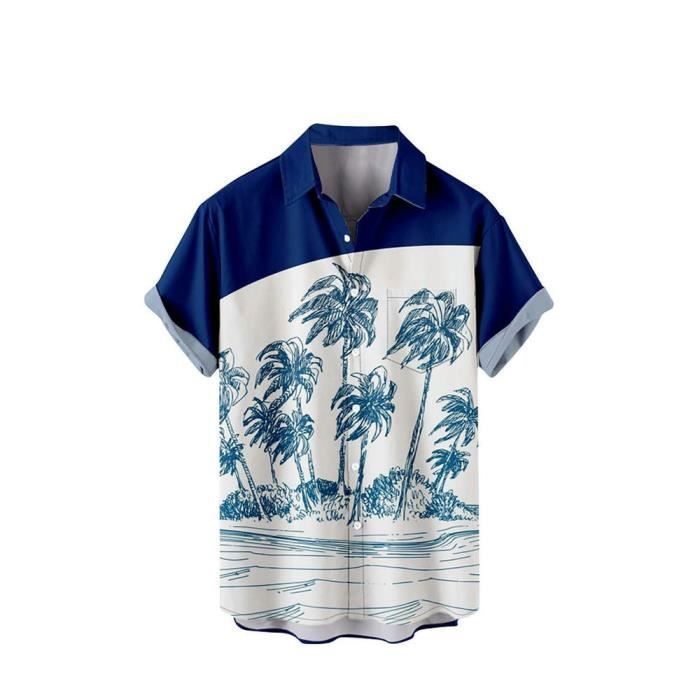 Minetom Chemise à Manches Courtes Rayures Colorées Pour Hommes Ete Slim