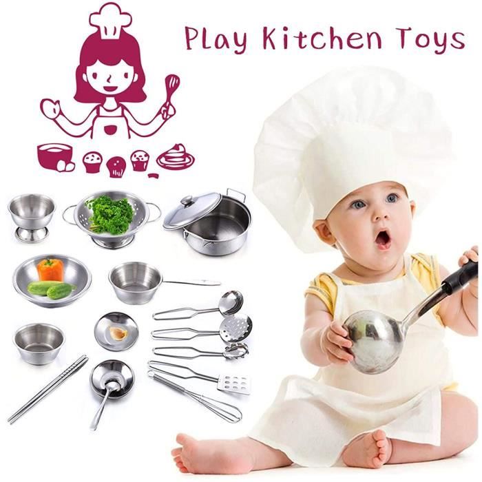 Ensemble Cuisine Enfant 22 Pièces En Acier Inoxydable – Vrai Matériel, Plaque Induction USB, Pour 7-14 Ans
