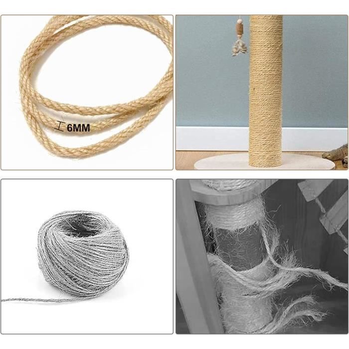 Corde En Sisal Naturel 6 Mm X 50 M – Pour Arbre à Chat, Griffoir, Décoration Jardin – Biodégradable Et Résistante