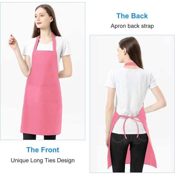 Tablier De Cuisine Avec Motif Coq Et Poules - 2 Poches - Taille Unique - Noir Et Blanc - Polyester Facile à Nettoyer
