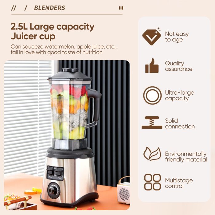 Uten Blender Mixeur 1.8L,1800W Blender Mixeur Multifonctionnel 5 Vitesses Pour Jus de Fruits et Légumes - Electroménager