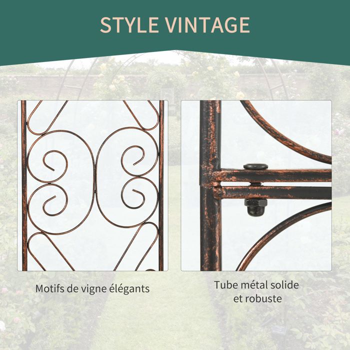 Outsunny - Arche de jardin - Acier - 280x60x258cm - Or - Jardin Outsunny - Arche de jardin - Acier - 280x60x258cm - Or - Jardin