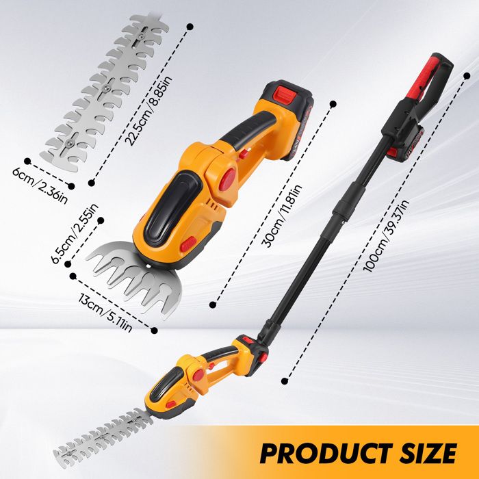 Taille-Haie Télescopique Sans Fil 24V 1.5Ah - Taille Haie Sur Perche 1.6m 3en1 Avec Lames 13cm & 35cm